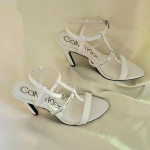 Calvin Klein white sandles, size 9